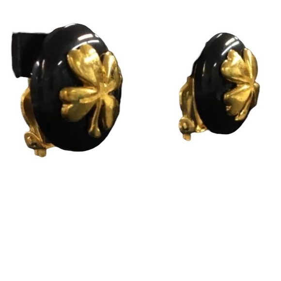 CHANEL Clover Gold Tone Earrings - Picture 2 of 7